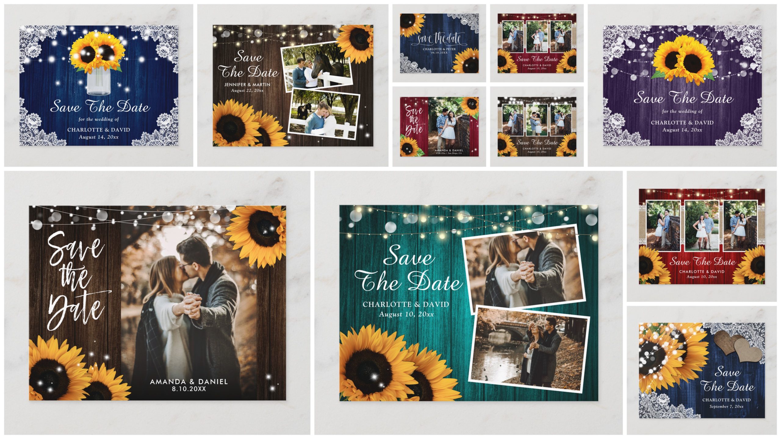 Sunflower Save The Date Postcards