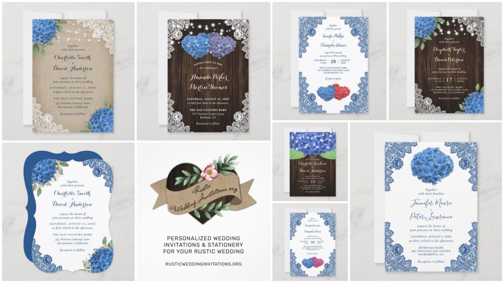 Blue Hydrangea Wedding Invitations