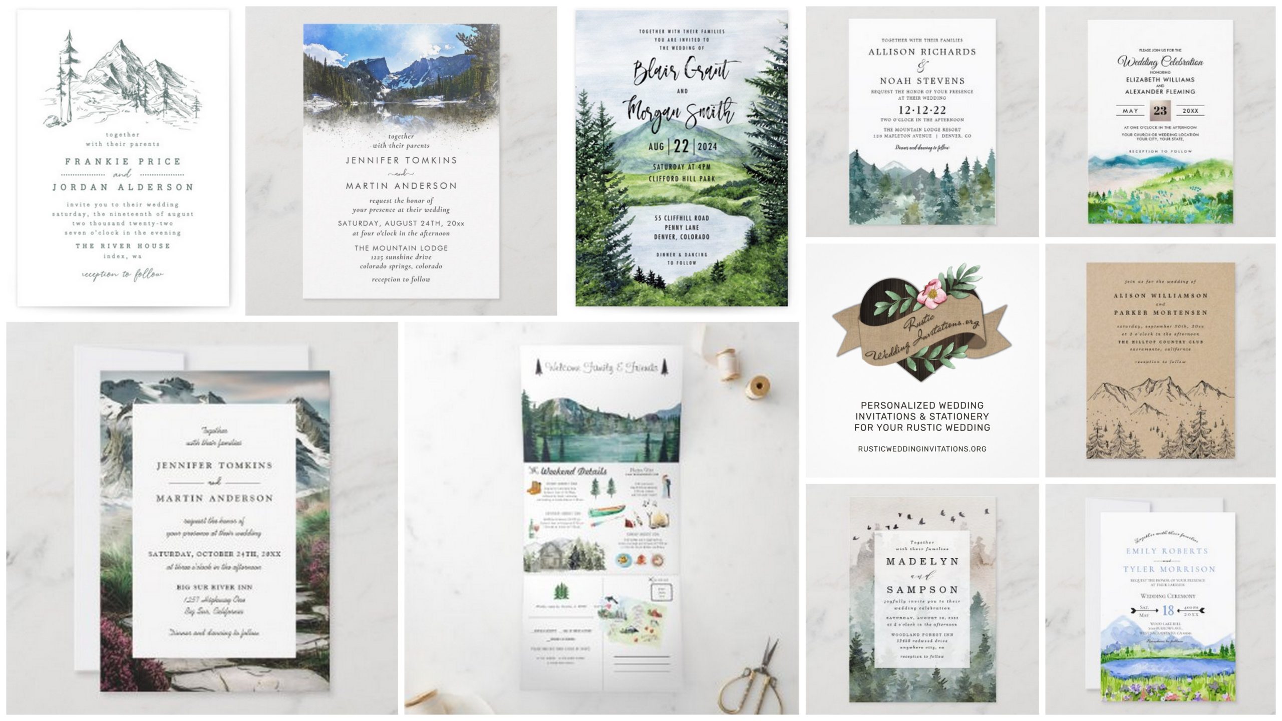 mountain wedding invitations