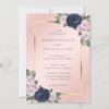 Navy Blue Gold Blush Pink Floral Wedding Invitations