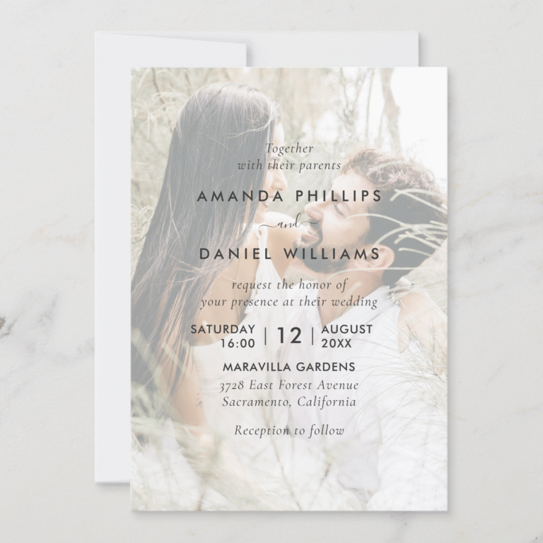 Elegant Modern 4 Photo Wedding Invitation (Front)