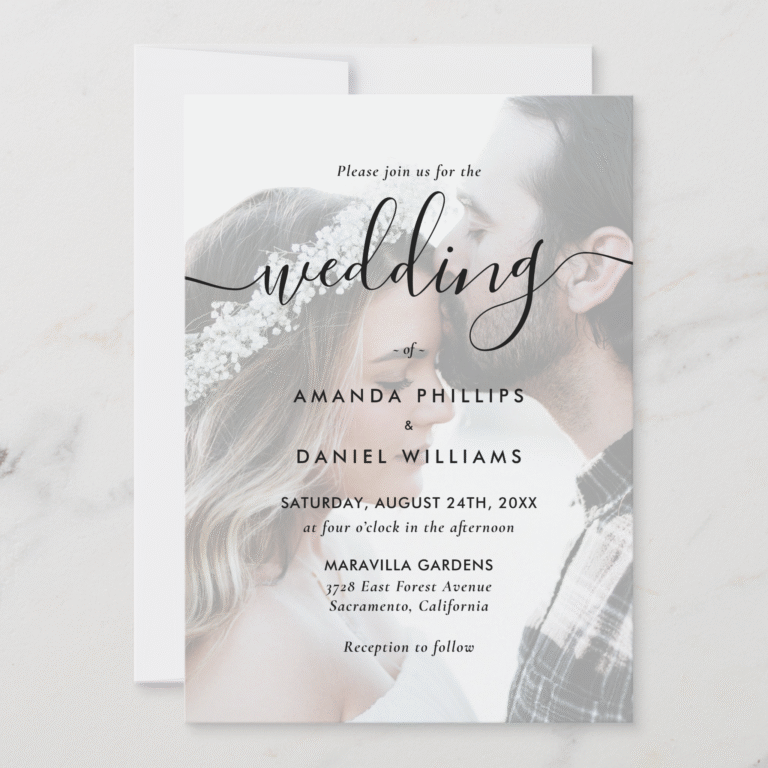 Elegant Script 4 Photo Wedding Invitation (Front)