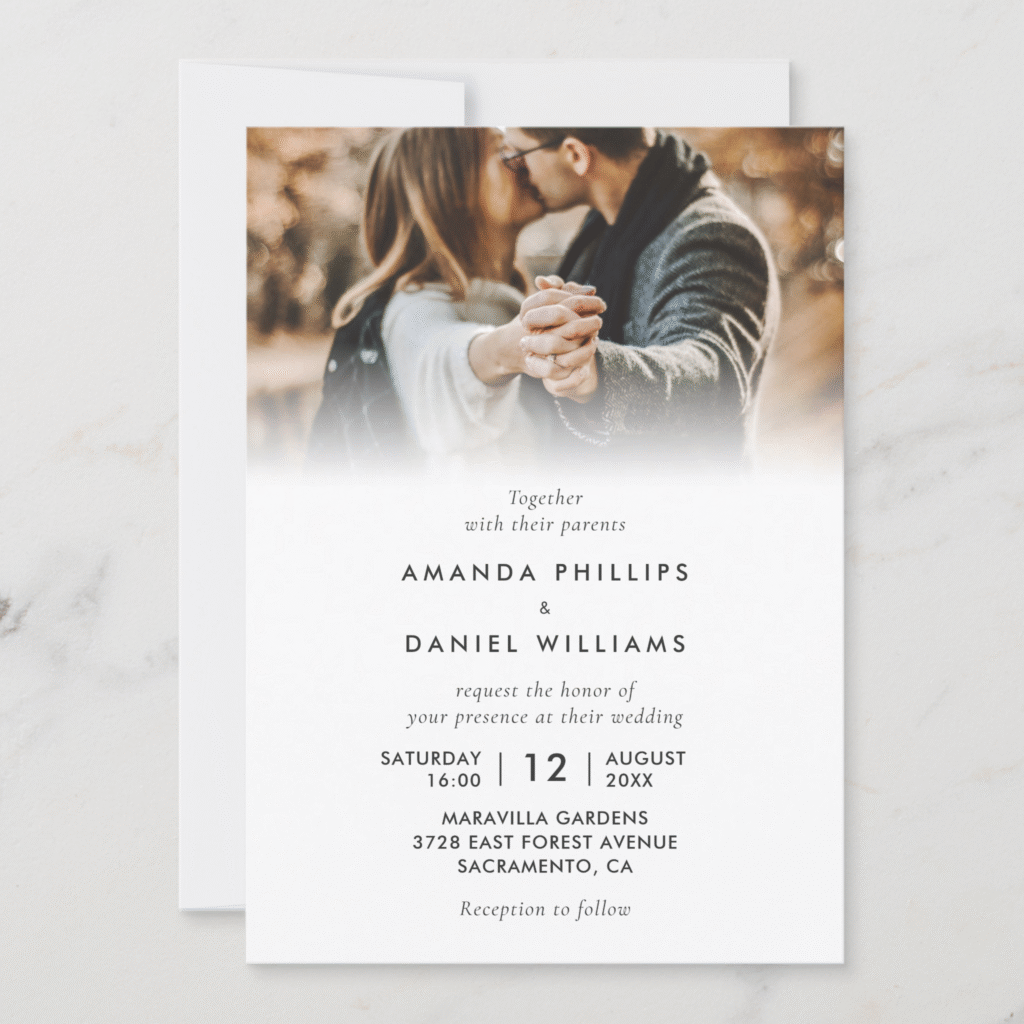Minimalist Modern 4 Photo Wedding Invitation (Front)