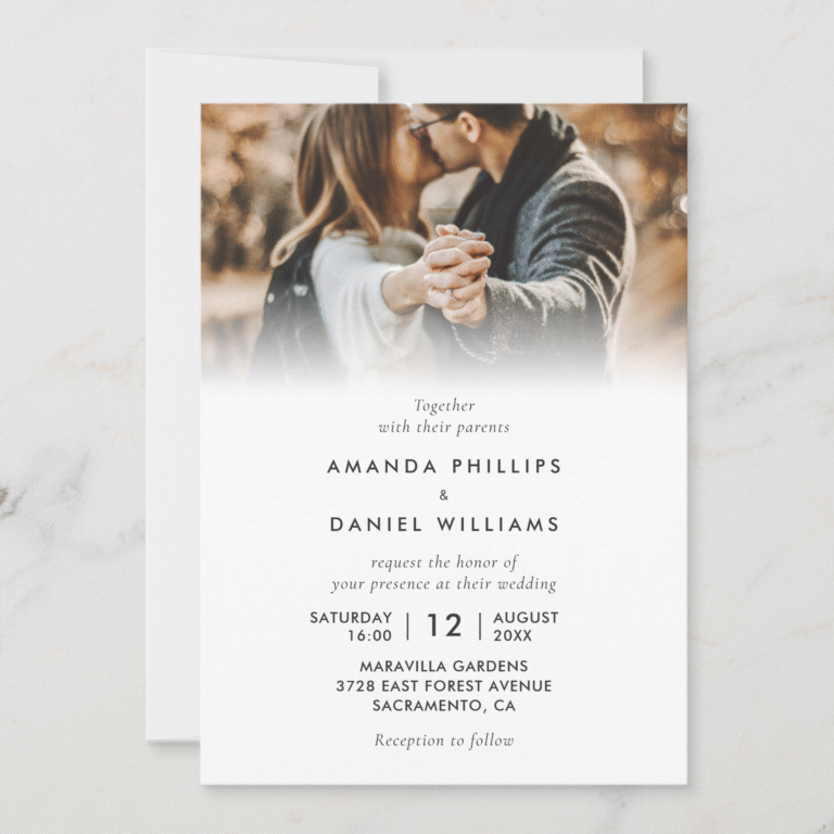 Minimalist Modern 4 Photo Wedding Invitation (Front)