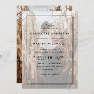 Modern 2 Photo Black Frame Wedding Invitation (Front_Back)