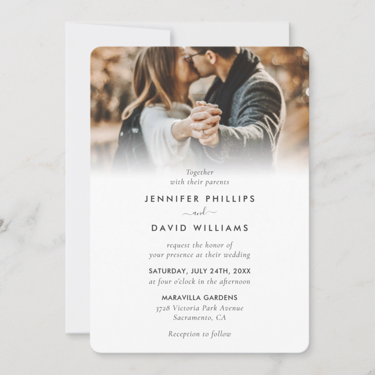 Modern 4 Photo Wedding Invitation (Front)