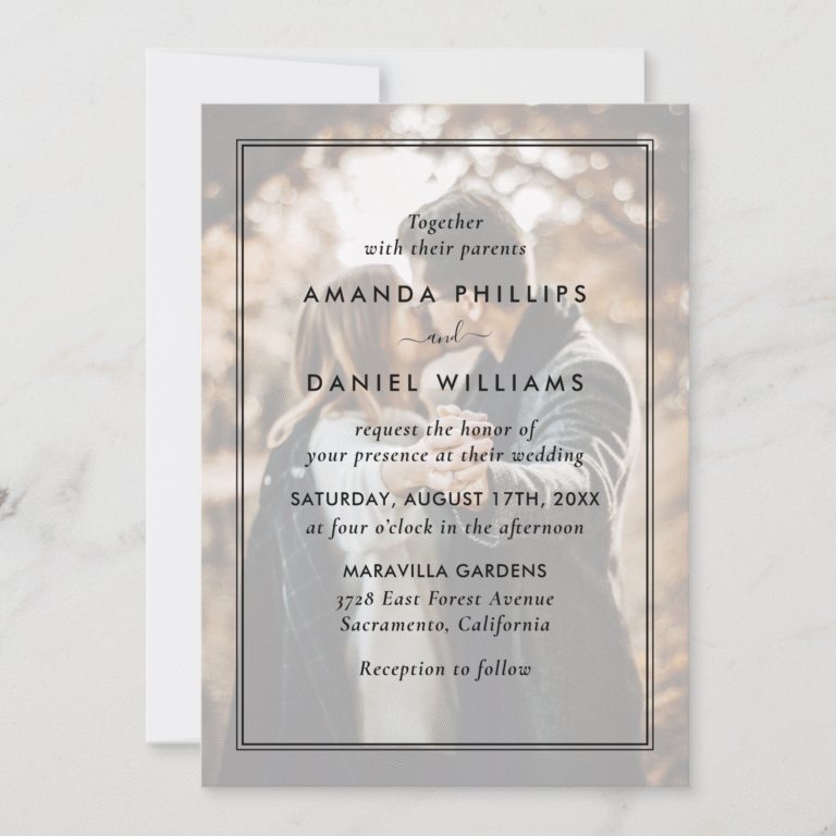 Modern Double Frame Photo Overaly Wedding Invitation (Front)